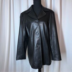 Siena Vintage Black Leather Blazer Jacket Moto Goth Grunge‎ 90s Y2K Soft Size L